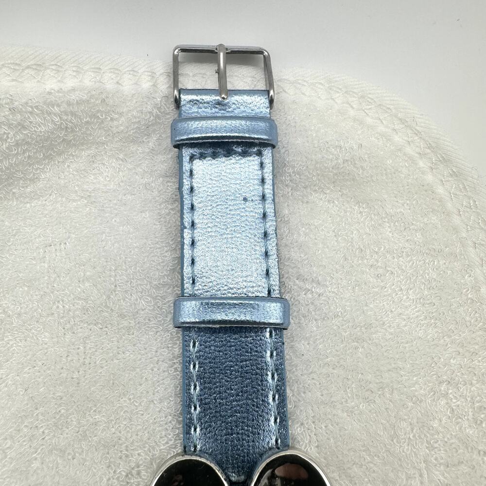 Donna Vivian Quartz Watch Silver Tone Butterfly Case Blue Leather Strap - Picture 7 of 9